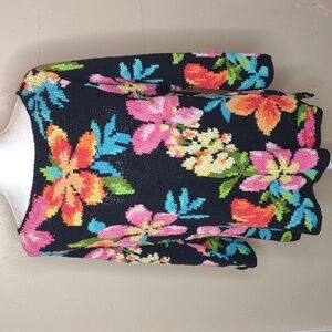 David Brooks Floral Print Silk Blend Sweater - Medium